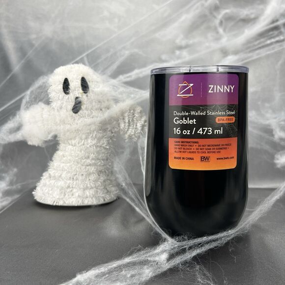 Zilly Stainless Steel "Let's Get Sheet Faced" Tumbler Goblet Halloween 16oz Cup - Picture 3 of 8